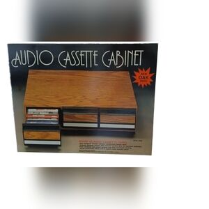 Vintage Oak Finish Audio Cassette Cabinet.